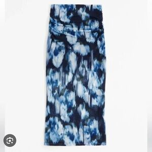 Abercrombie Ruched Mesh Midi Skirt